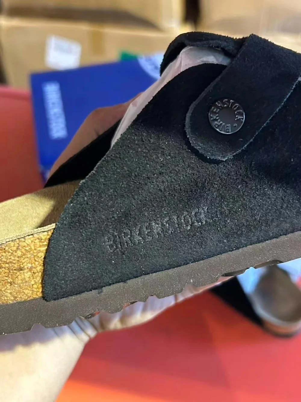 Birkenstock Black Suede Kids Boston Clogs